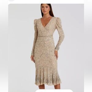 NWT Mac Duggal Sheath Dress in Nude size 8